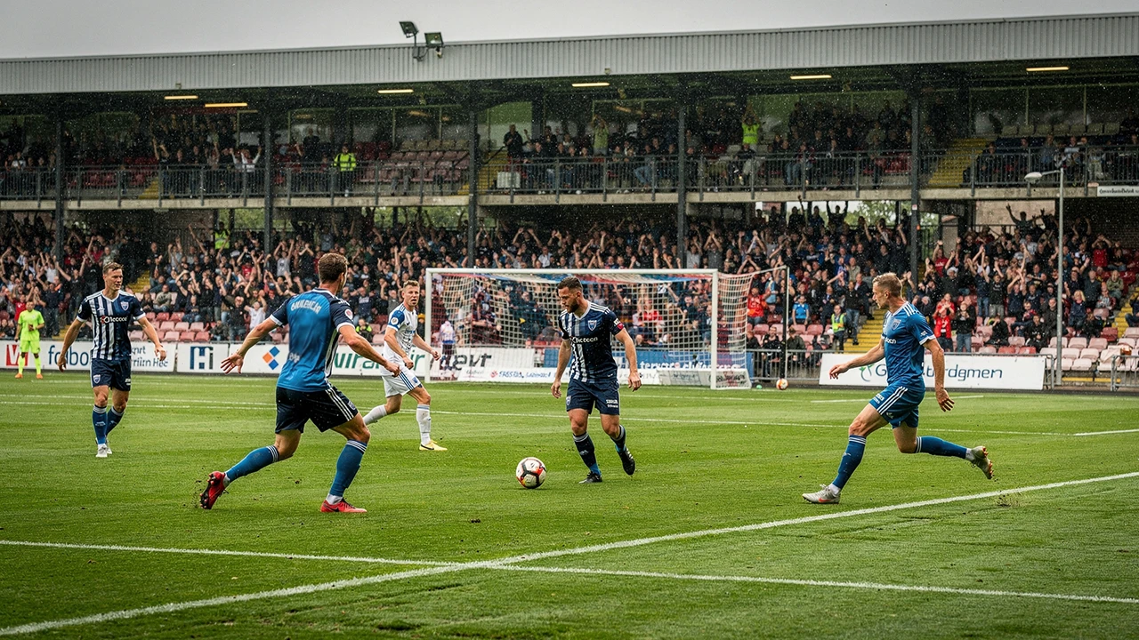 Nederlandse Eerste Divisie wedstrijd in een compacte voetbalstadion