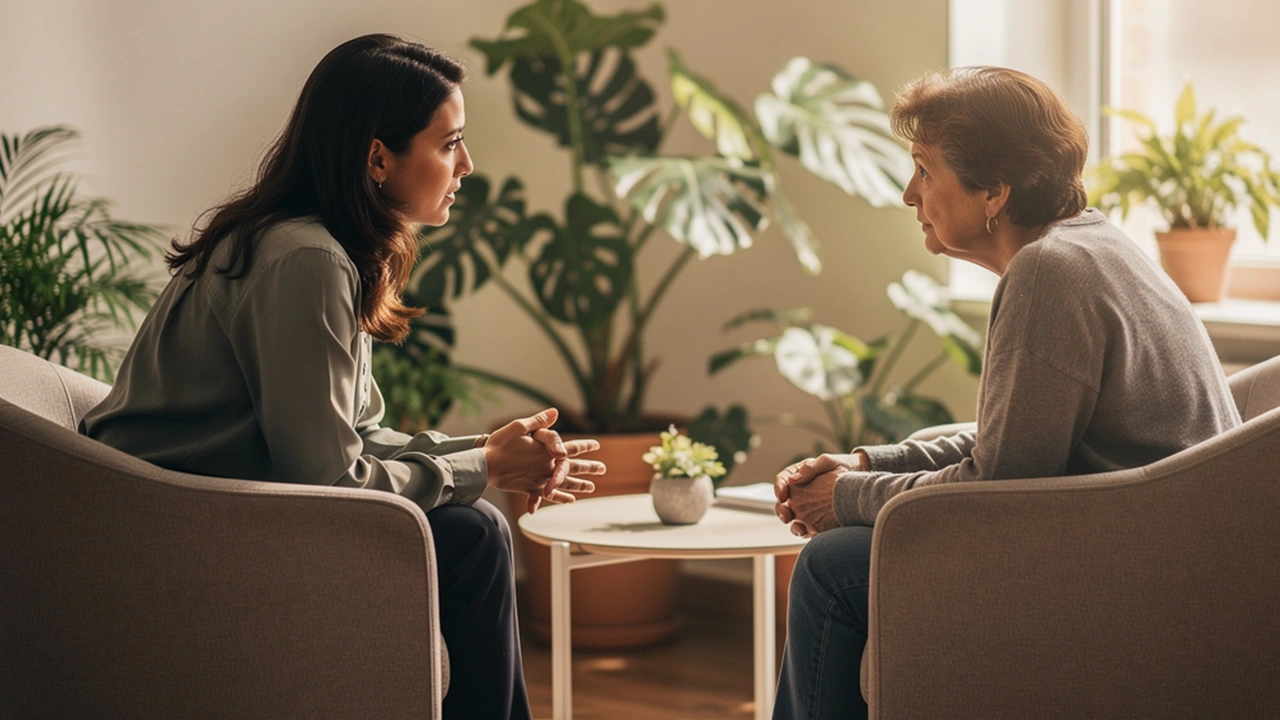 Ondersteunend gesprek tussen hulpverlener en persoon in rustige omgeving